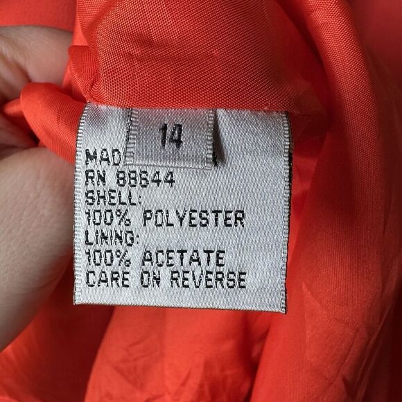 John Meyer Norwich Bright Orange Floral Embroidered Vintage Lined Blazer Sz 14 - Picture 9 of 12
